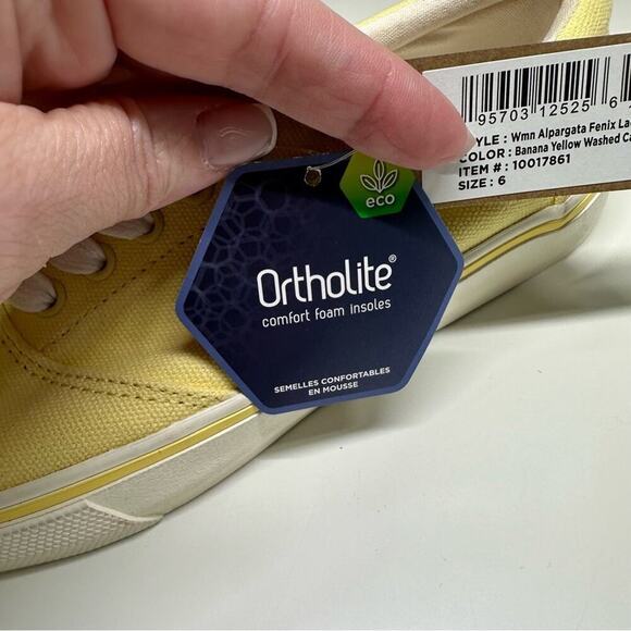 NWOB | TOMS | Alpargata Fenix Lace Up Sneakers | Yellow | Size 6 - Picture 12 of 14